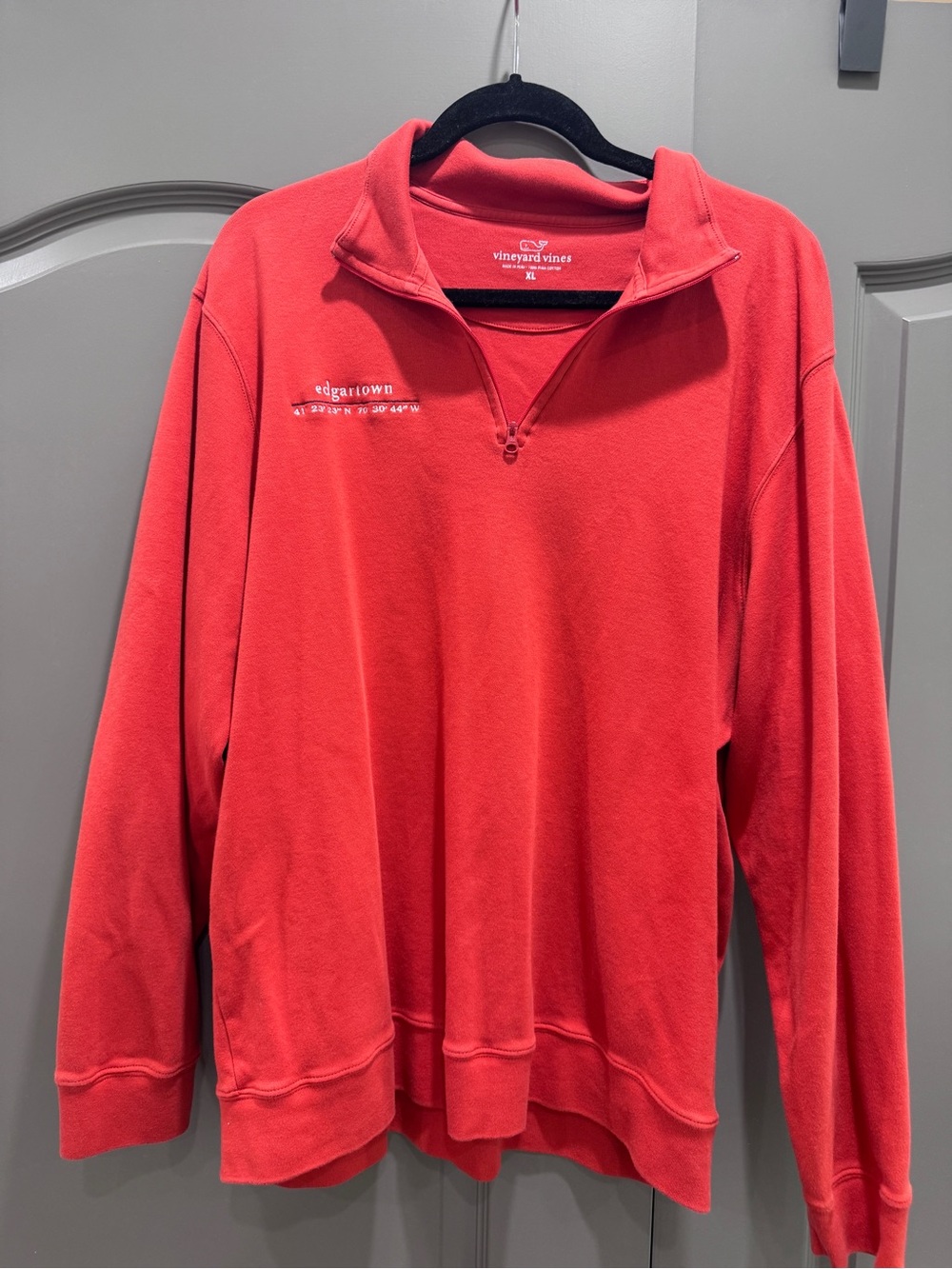 Vineyard Vines Men’s Red/orange Quarter-Zip Pullover Sweatshirt